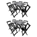 Ver imagem 1 de Kit 2 Conjuntos Mesa Dobrável Madeira 110x70 com 6 Cadeiras Personalizada Hei Preta - Tarimatã