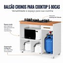 Ver mais imagens de Balcão para Cooktop 5 Bocas Tampo MDF 2 Portas 1 Gaveta com Nicho Micro-Ondas Cronos Espresso Móveis