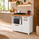 Ver imagem 1 de Balcão para Cooktop 5 Bocas Tampo MDF 2 Portas 1 Gaveta com Nicho Micro-Ondas Cronos Espresso Móveis