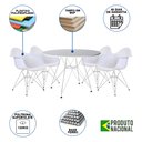Ver imagem 2 de Mesa de Jantar Eames Eiffel Redonda Branca 90cm com 4 Poltronas Brancas Ferro Branco
