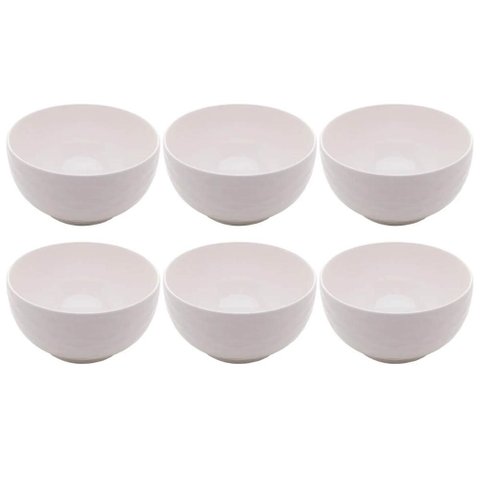 6 Tigelas Porcelana Brancas Lyor 400ml Açaí Sobremesa
