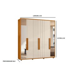 Guarda Roupa Portinari C/espelho Mdf-6 Portas de Abrir C/amortecimento-4 Gavetas C/ Corrediças Teles - 2