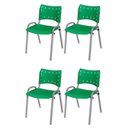 Ver imagem 1 de Cadeira Iso Base Cinza Escola, Escritório Verde - Kit 4 Un