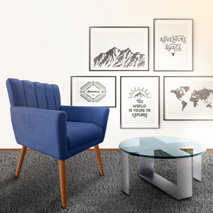 Poltrona Cecília para Sala Conforto e Estilo Azul Visammer