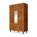 Ver imagem 3 de Guarda Roupa em Madeira Maciça 3 Portas 1 Porta com Espelho Imperatriz Castanho