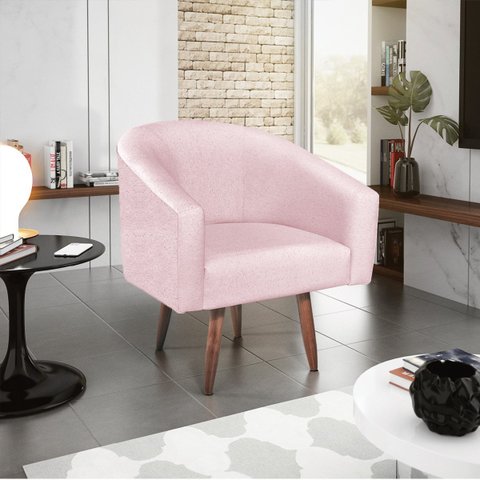Poltrona Decorativa Sala de Estar Recepção Luiza Pés Palito Suede - Doce Sonho Móveis POLTRONAS POLT