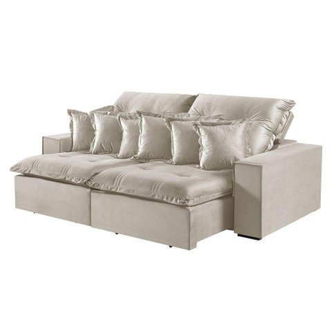 Sofá 4 Lugares Retrátil e Reclinável M-144 Veludo Martins Creme