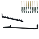 Ver imagem 1 de Arara 1m Organização Loja Closet Fixação de Parede + Cabideiro Rt 40cm para Roupas 10 Cabides Preto