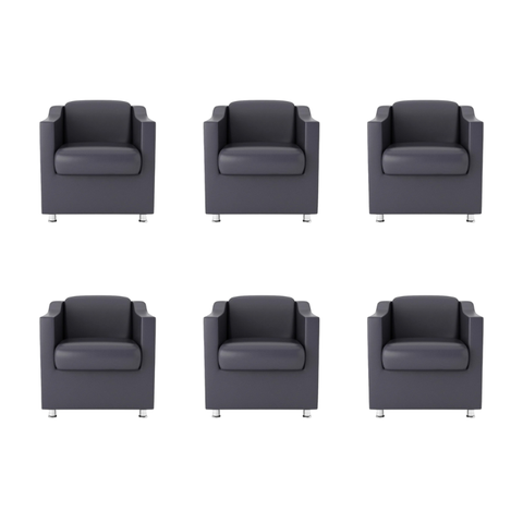 Kit 6 Poltronas Bia Decorativa Reforçada Recepção Clinica Salão Sala de Estar Courino:cinza