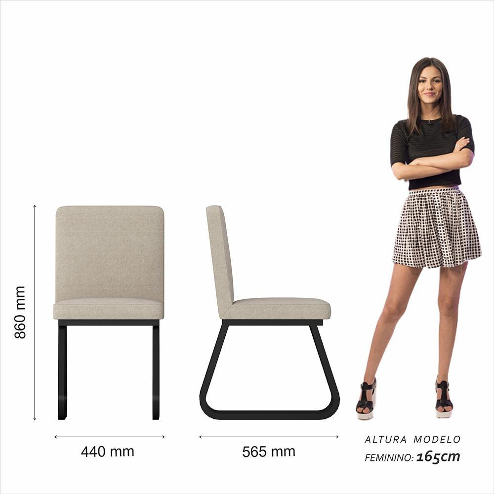 Mesa com 6 Cadeiras Industrial 1,8 Aspen Pr/cin/beg - Móveis Arapongas Preto Fosco/cin/linho Bege - 5