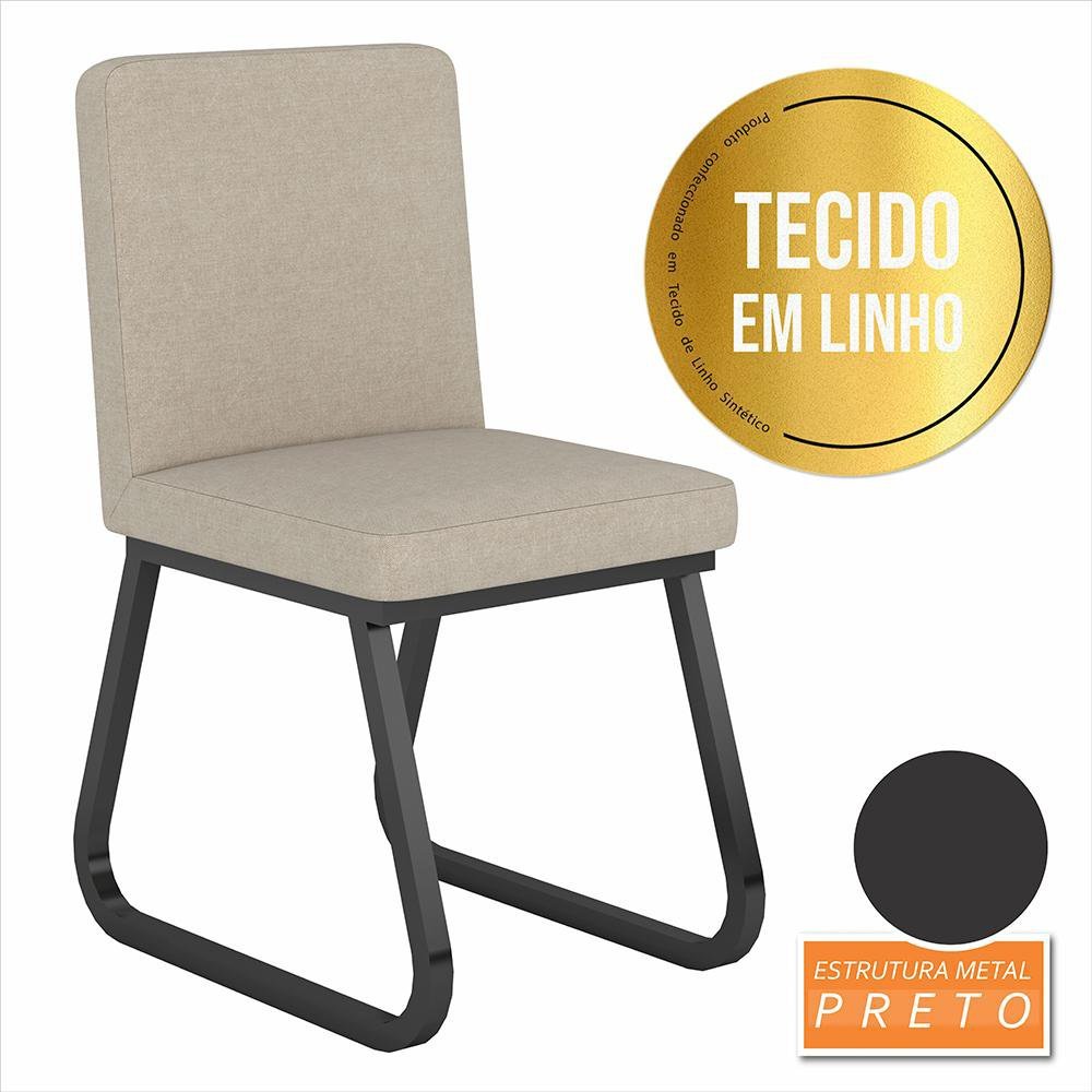 Mesa com 6 Cadeiras Industrial 1,8 Aspen Pr/cin/beg - Móveis Arapongas Preto Fosco/cin/linho Bege - 4