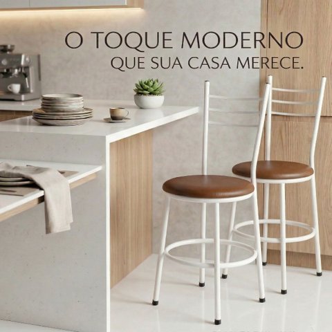 Kit 2 Cadeiras Tubular Estofadas Cozinha Mesa Jantar Conjunto Jogo Modernas Liz:marrom