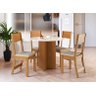 Conjunto Mesa de Jantar Redonda Flora com 4 Cadeiras Freijó/off White/linho Spazio Móveis - 1