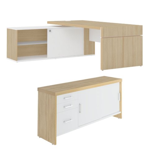 Conjunto Escritório: Balcão 6206 + Mesa 6214