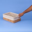 Ver imagem 3 de Cesto Retangular de Bambu com Forro 33cm - Oikos