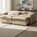 Ver imagem 1 de Sofá-cama Vj Estofados Slim 3 Lugares Reclinável Bege Linho Bege