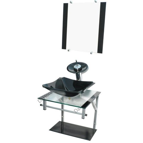 Gabinete de Vidro 40cm para Banheiro Cuba Chanfrada Preto - Dahora