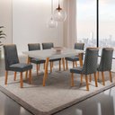 Ver imagem 1 de Mesa de Jantar Copper 180cm Tampo MDF Vidro com 6 Cadeiras Yasmin