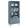 Cômoda Infantil 1 Porta e Guarda Roupa 2 Portas Theo Azul com Pés Madeira Natural – Reller - 3