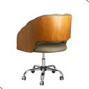 Ver imagem 2 de Cadeira Poltrona Nicole Pés Rodinhas Com Regulagem de Altura Linho Tabaco