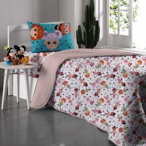 Edredom Solteiro Portallar Estampado Misto Juju Rosa