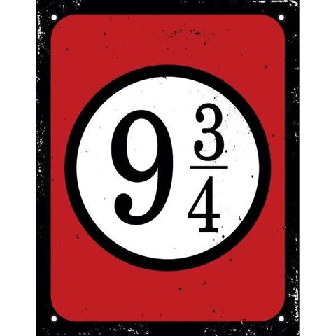 Placa Decorativa 9 3/4 Harry Potter Estação de Trem 18x23cm