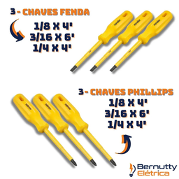 Kit Chave de Fenda e Phillips Isolada Vonder 6 Peças Aço Profissional - 3