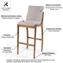 Ver imagem 5 de Conjunto 2 Banquetas Altas com Encosto Estofadas em Madeira Maciça Garbo Cinza Claro - Straub Web