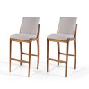 Ver imagem 1 de Conjunto 2 Banquetas Altas com Encosto Estofadas em Madeira Maciça Garbo Cinza Claro - Straub Web