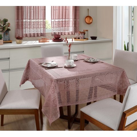 Toalha de Mesa Quadrada 1,50m x 1,50m em Renda Color Interlar - Rose