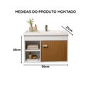 Ver imagem 6 de Gabinete Armário Suspenso Banheiro com Cuba Nicho e Porta Cannes - Branco/Ripado