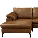 Ver imagem 3 de Sofá com Chaise Maitê 3 Lugares Fixo 272cm Marrom Couro Sallar Home