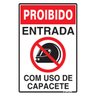 Placa de Sinalização 20x30cm Proibido Entrada com Uso de Capacete - 1