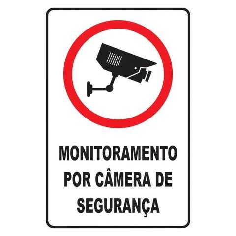 Placa de Sinalização 20x30cm Monitoramento por Câmera de Segurança