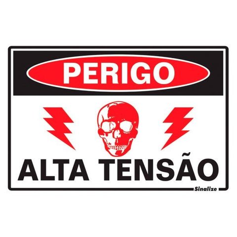 Placa de Sinalização 20x30cm Perigo Alta Tensão