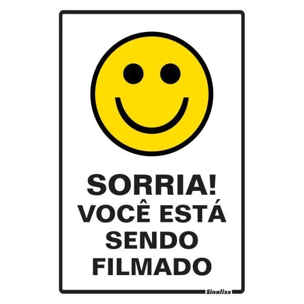 Placa de Sinalização 20x30cm Sorria você está sendo filmado - 1