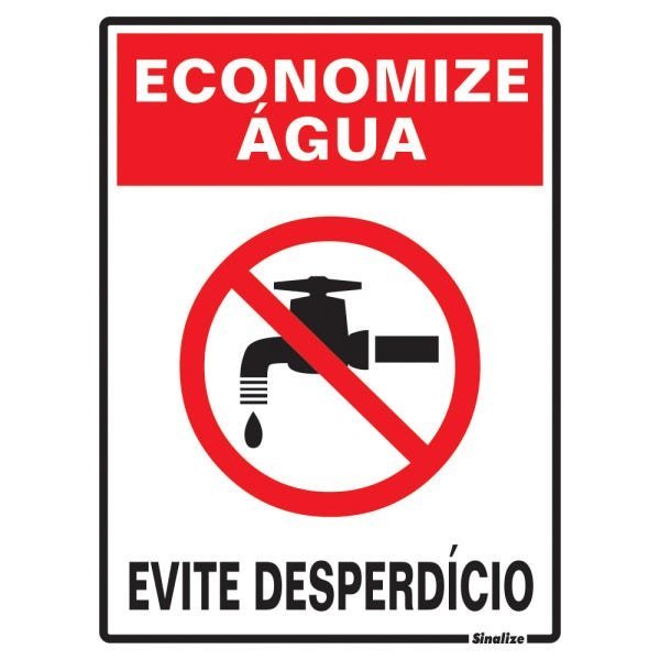 Placa de Sinalização 15x20 Economize Água Evite Desperdício