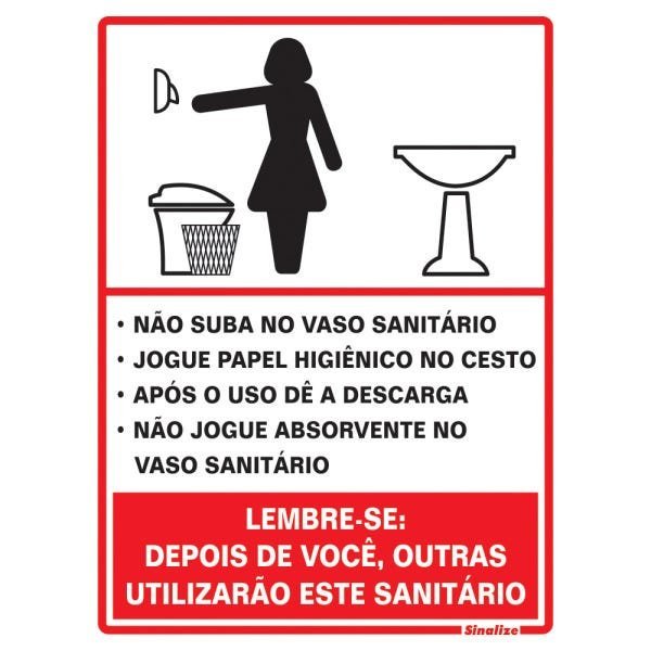 Placa de Sinalização 15x20 Procedimento Sanitário Feminino