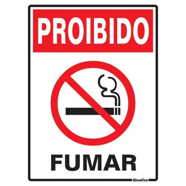 Placa de Sinalização 15x20 Proibido Fumar