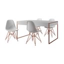 Ver imagem 2 de Mesa Jantar Industrial Retangular Filadélfia Branca 137x90cm com 4 Cadeiras Brancas Eames Base Cobre