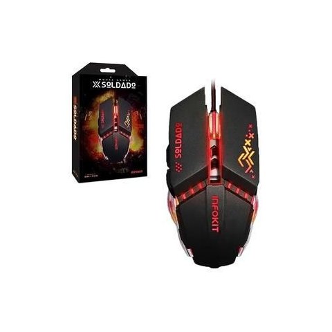 Mouse Gamer X Soldado 2.400 Dpi Infokit Usb Gm-705 com Led Preto