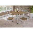 Ver imagem 1 de Conjunto: Mesa de Cozinha Volga C/ Tampo de Madeira 90cm e 4 Cadeiras Holanda Cromado/nogueira -