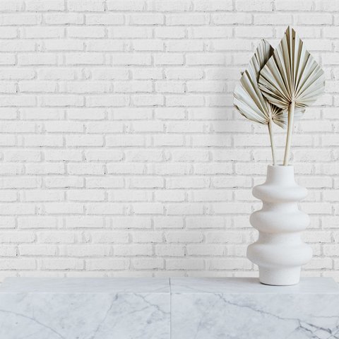 Papel de Parede Adesivo Tijolinho Branco Rústico Rolo 12m