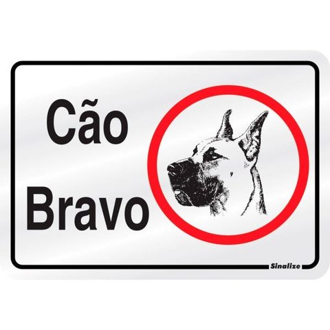 Placa de Alumínio Cuidado Cão Bravo 16x23cm