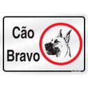 Ver imagem 1 de Placa de Alumínio Cuidado Cão Bravo 16x23cm