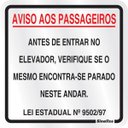 Ver imagem 1 de Placa em Alumínio 15x18cm Aviso aos Passageiros Lei Estadual SP Nº9502