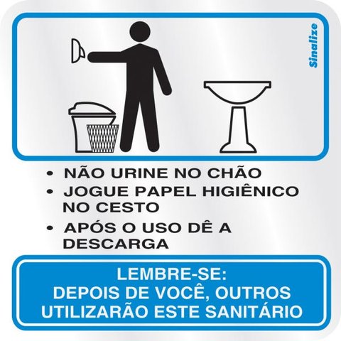 Placa em Alumínio 15x15cm Procedimento Sanitário Masculino