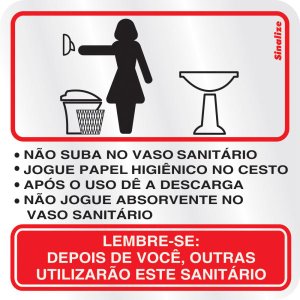 Placa em Alumínio 15x15cm Procedimento Sanitário Feminino