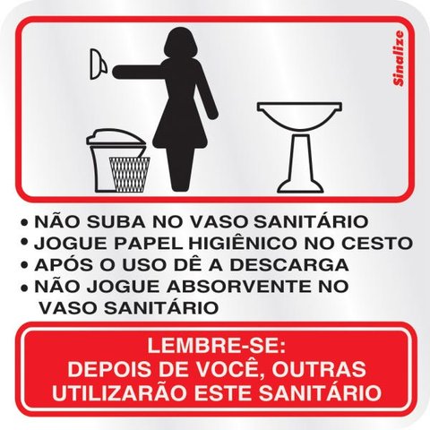 Placa em Alumínio 15x15cm Procedimento Sanitário Feminino