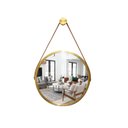 Ver imagem 3 de Kit 2 Espelhos Redondo Decorativo Suspenso Alça 50cm + Suporte Dourado Alça Caramelo